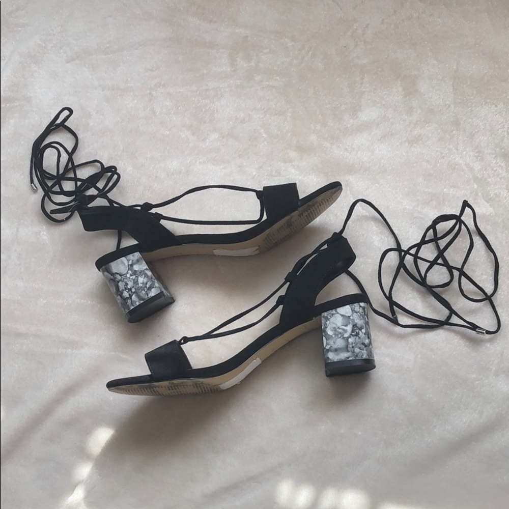 Topshop Black And White Marbled Block Heels